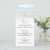 Strand Witte Zeester Elegante Zomer Receptie Menu (Staand voorkant)