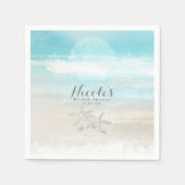 Strand Witte Zeester Elegante Zomer Receptie Servetten (Voorkant)