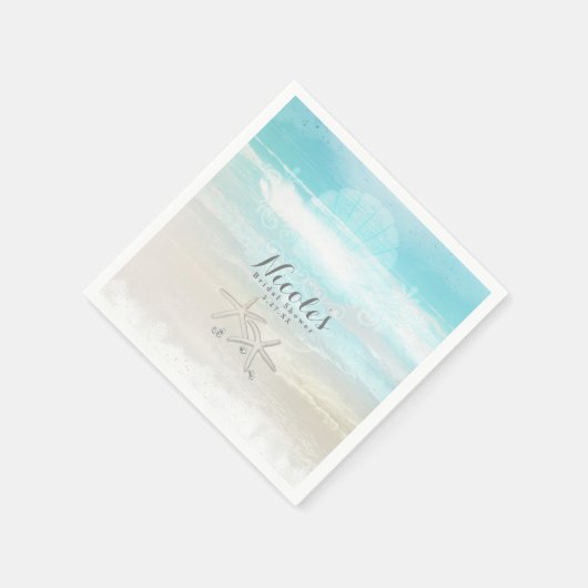 Strand Witte Zeester Elegante Zomer Receptie Servetten (Hoek)