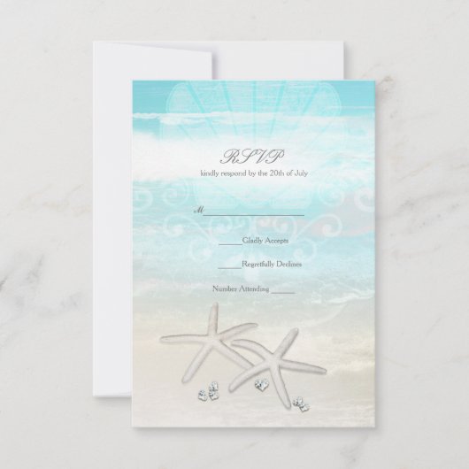 Strand Witte Zeester Elegante Zomer RSVP Kaart (Voorkant)
