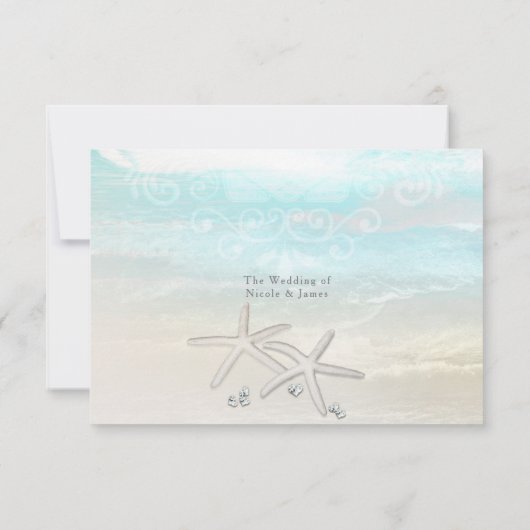 Strand Witte Zeester Elegante Zomer RSVP Kaart (Achterkant)