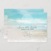 Strand Witte Zeester Elegante Zomer Save the Date Aankondigingskaart (Voorkant / Achterkant)