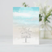 Strand Witte Zeester Elegante Zomer Tafel Nummer Kaart (Staand voorkant)