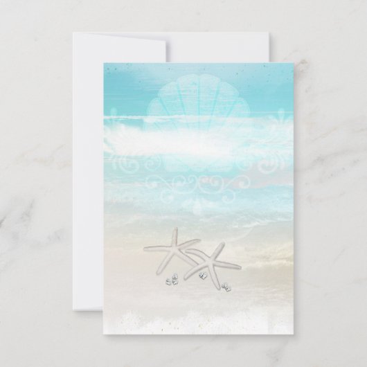 Strand Witte Zeester Elegante Zomer Tafel Nummer Kaart (Achterkant)