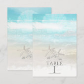 Strand Witte Zeester Elegante Zomer Tafel Nummer Kaart (Voorkant / Achterkant)