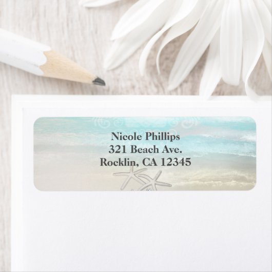 Strand Witte zeester Elegante Zomer Uitnodiging Etiket (Insitu)