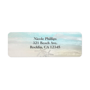 Strand Witte zeester Elegante Zomer Uitnodiging Etiket
