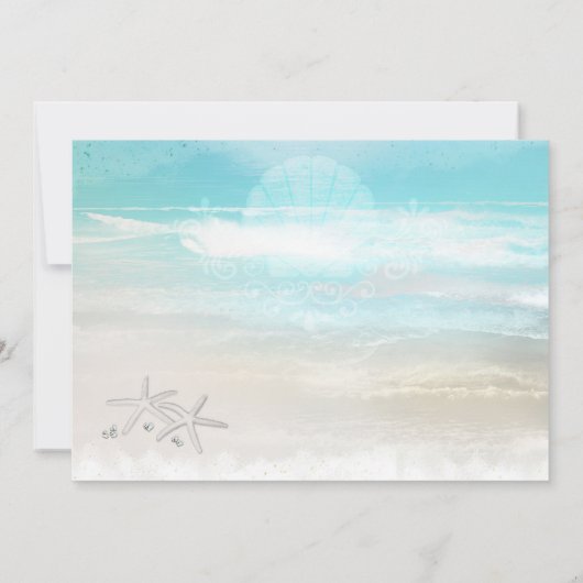 Strand Witte Zeester Elegante Zomer Uitnodigingen (Achterkant)