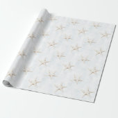 Strand Witte Zeester Verjaardag Cadeaupapier (Uitgerold)