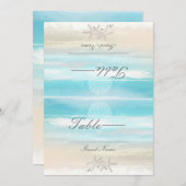 Strand Witte Zeester Zomer Bruiloft Tafel Nummers Kaart (Voorkant / Achterkant)