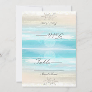 Strand Witte Zeester Zomer Trouwtafel Nummers Kaart