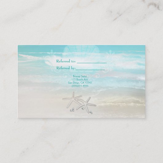 Strand Witte Zeesterren Elegante Zomer Verwijs een Aanbevelingskaartje (Achterkant)