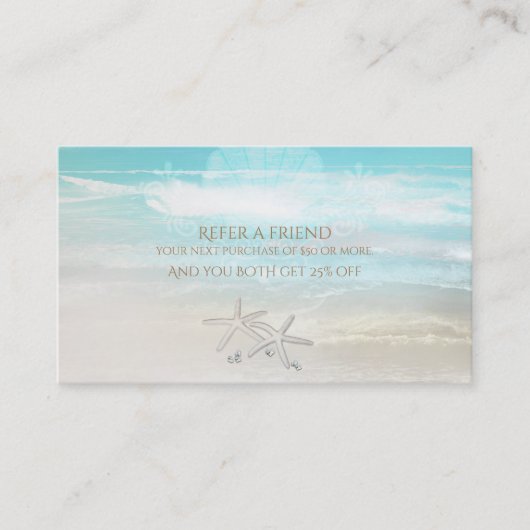 Strand Witte Zeesterren Elegante Zomer Verwijs een Aanbevelingskaartje (Voorkant)