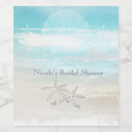 Strand Witte zeesterren Elegante zomer wijn labels Wijn Etiket (Enkel label)