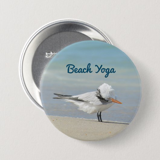 Strand Yoga Royal Tern Grappige Vogel Ronde Button 7,6 Cm (Voorkant /achterkant)