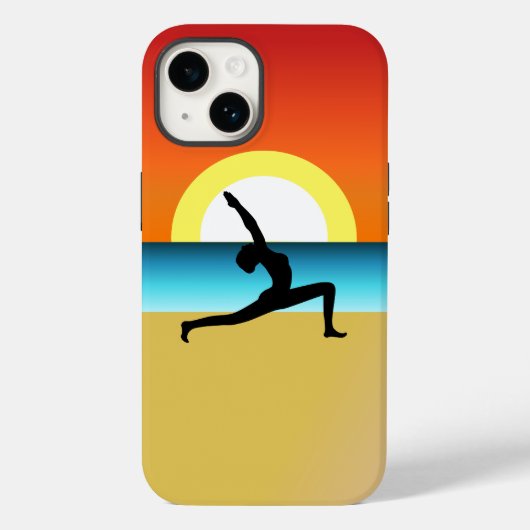 Strand Yoga Vrouw in een Krijger Pose Case-Mate iPhone Case (Achterkant)