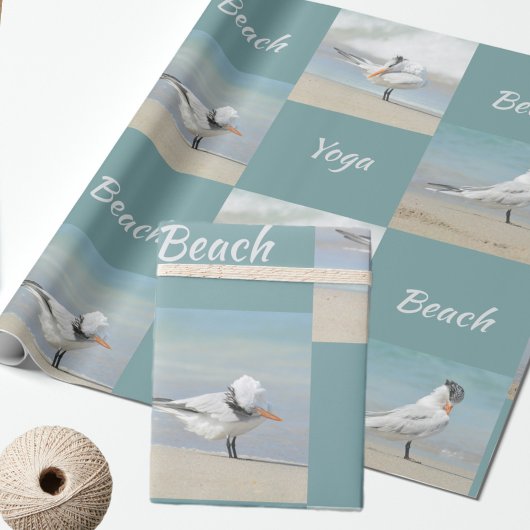 Strand Yoga Zeevogels Terns Fun Fotografisch Cadeaupapier