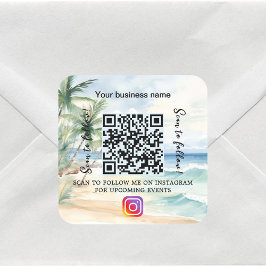 Strand zakelijke naam qr code instagram vierkante sticker
