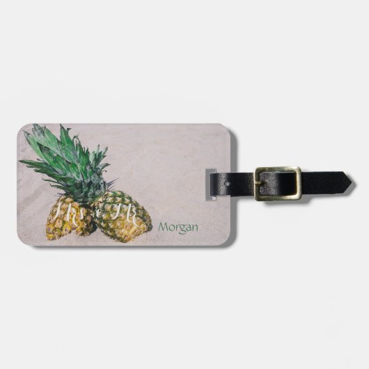 Strand, Zand, Ananas - Persoonlijk Bagagelabel (Voorkant horizontaal)
