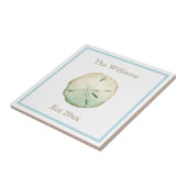 Strand Zand Dollar Bruiloft Jubileum Tegeltje (Zijkant)