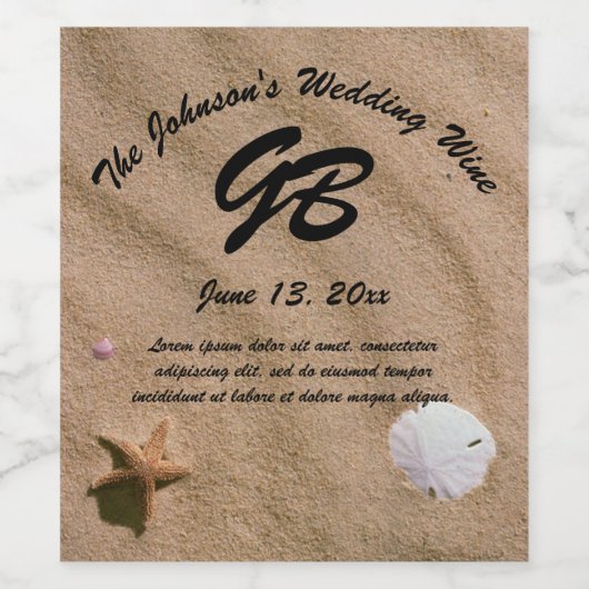 Strand Zand Dollar Zeester Wijn Etiket (Enkel label)