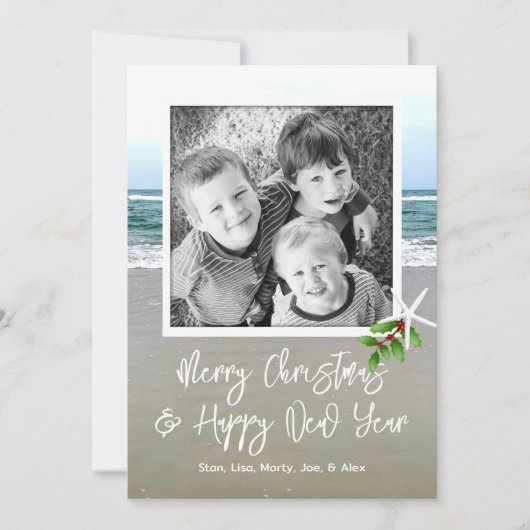 Strand Zand Foto Kerst Kaart (Voorkant)