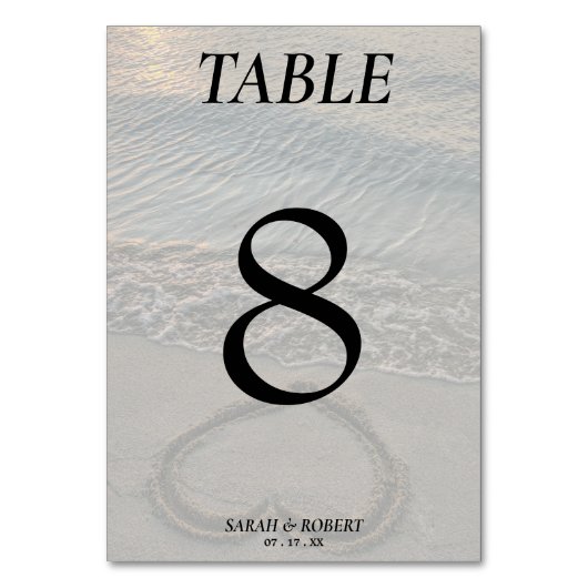 Strand Zand Hart Bruiloft Receptie Kaart (Achterkant)