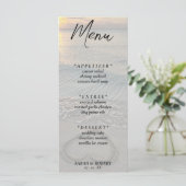 Strand Zand Hart Bruiloft Receptie Menu (Staand voorkant)