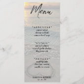 Strand Zand Hart Bruiloft Receptie Menu (Voorkant)