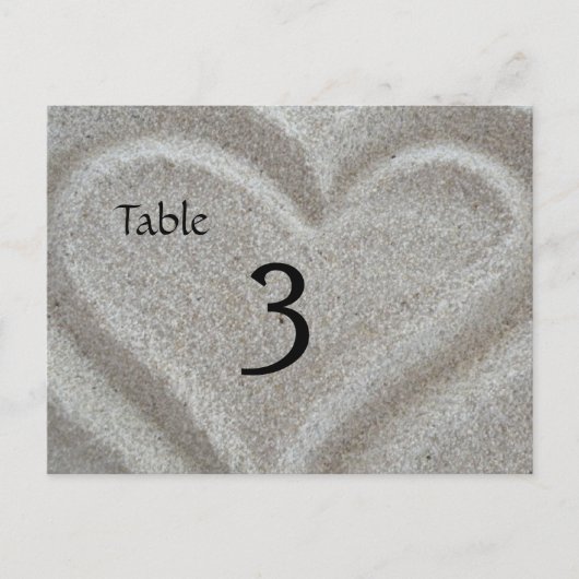 Strand Zand Hart Tafel Nummer Kaart (Voorkant)