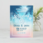 Strand Zand Harten Elegant Tropisch Modern Huwelij Kaart (Staand voorkant)