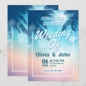 Strand Zand Harten Elegant Tropisch Modern Huwelij Kaart (Voorkant / Achterkant)