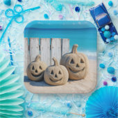 Strand Zand Jack o' Lanterns Papieren Bordje (Feest)