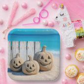 Strand Zand Jack o' Lanterns Papieren Bordje (Feest)
