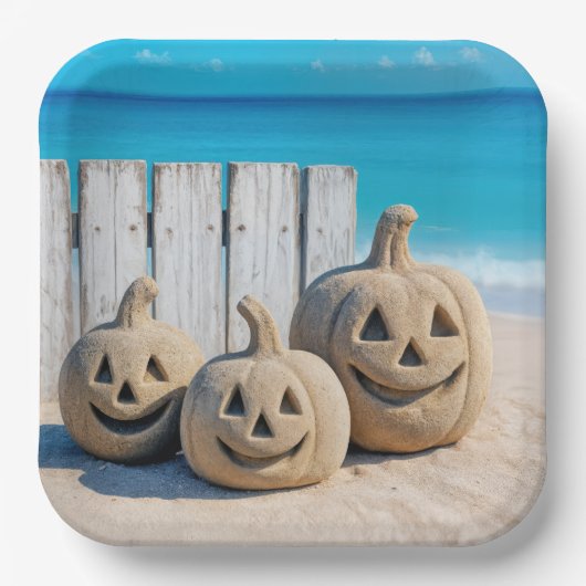 Strand Zand Jack o' Lanterns Papieren Bordje (Voorkant)