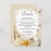 Strand Zand Kasteel Bruiloft Details Informatiekaartje (Voorkant / Achterkant)