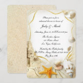 Strand Zand Kasteel Bruiloft repetitie Diner Kaart (Voorkant / Achterkant)