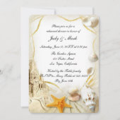 Strand Zand Kasteel Bruiloft repetitie Diner Kaart (Voorkant)