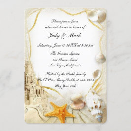 Strand Zand Kasteel Bruiloft repetitie Diner Kaart