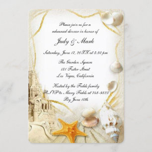 Strand Zand Kasteel Bruiloft repetitie Diner Kaart