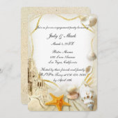 Strand Zand Kasteel Bruiloft Verlovingsfeest Kaart (Voorkant / Achterkant)