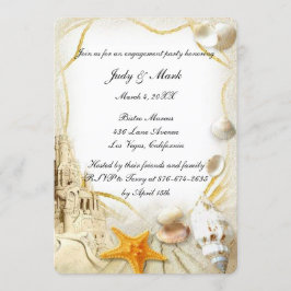 Strand Zand Kasteel Bruiloft Verlovingsfeest Kaart