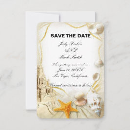 Strand Zand Kasteel Trouwkaart Save The Date Kaart