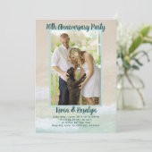 Strand Zand Koppels Foto Jubileumfeest Kaart (Staand voorkant)