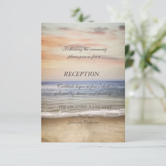 Strand Zand Lucht Huwelijksreceptie Kaart (Staand voorkant)