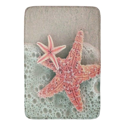 strand zand met zeestervis badmat (Voorkant Verticaal)