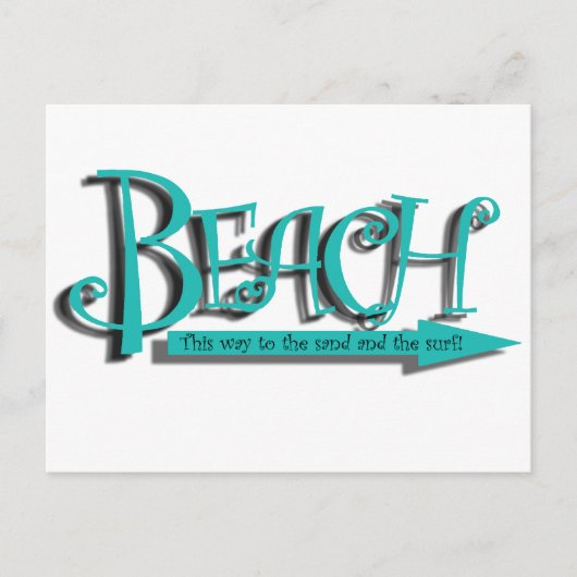 strand zand-n-surf briefkaart (Voorkant)