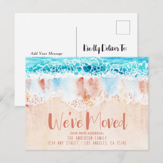 Strand Zand Nieuw adres Briefkaart (Voorkant / Achterkant)