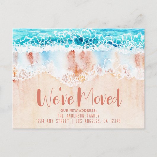 Strand Zand Nieuw adres Briefkaart (Voorkant)