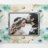 Strand zand oceaan golven zeeschelpen nautische ch drieluik uitnodiging (Binnenkant midden)